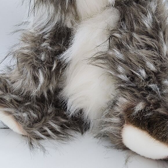 Walmart Realistic Bunny Rabbit Plush 18" Long Gray White Fur Sits Stuffed Animal - Picture 10 of 14